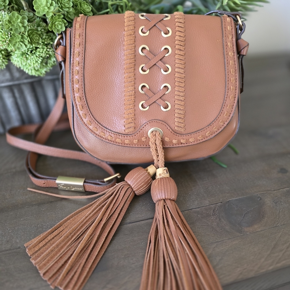Foley & Corinna Sarabi Saddle Bag In Honey Brown Leather With Tassels